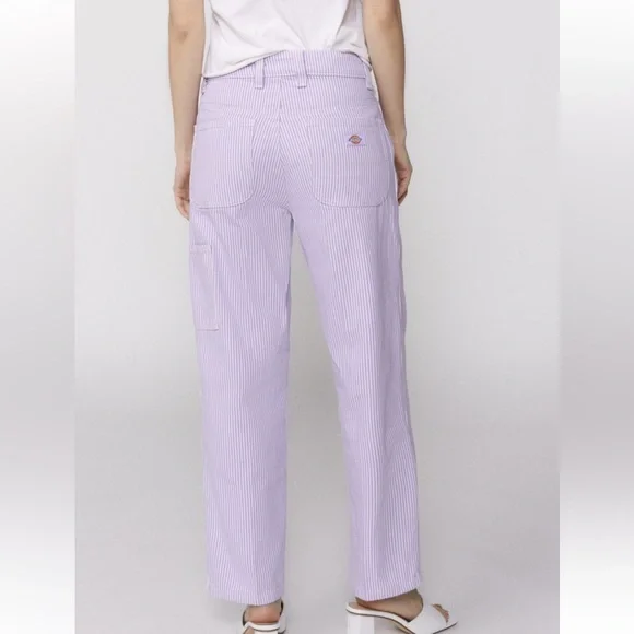 Dickies Lavender Striped Cropped Carpenter Pants Size 27 - Picture 3 of 4
